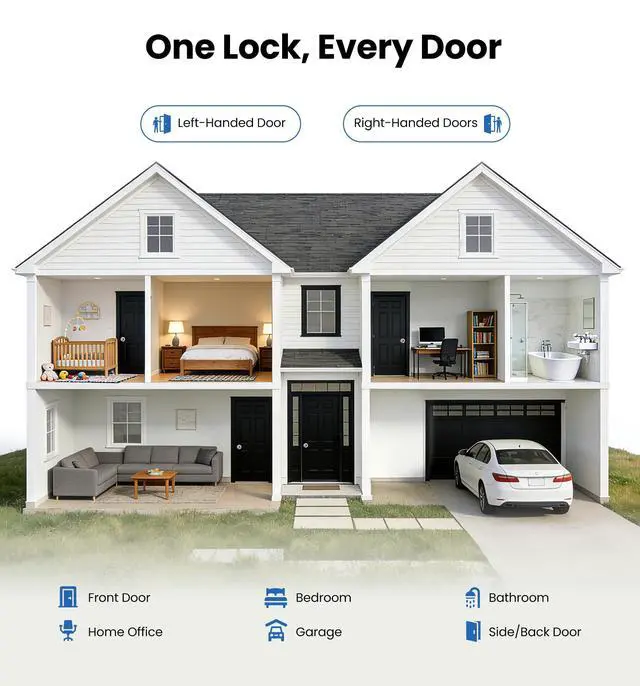 Alt view image 5 of 7 - Keyed Entry Door Knob with Lock for Exterior Interior, Satin Nickel | Heavy-Duty, Rustproof, Easy installation, Scratch-Resistant, ANSI Grade 3, 250K Cycles Test, Left/Right Reversible, Classic