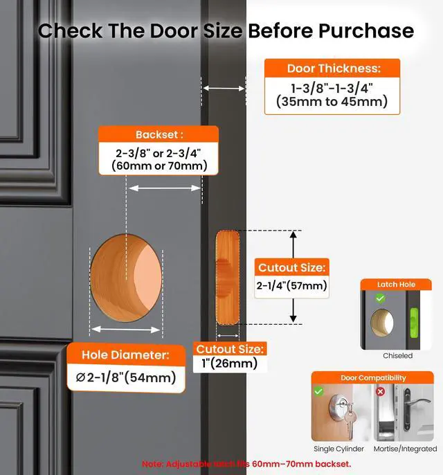 Alt view image 6 of 7 - Keyed Entry Door Knob with Lock for Exterior Interior, Satin Nickel | Heavy-Duty, Rustproof, Easy installation, Scratch-Resistant, ANSI Grade 3, 250K Cycles Test, Left/Right Reversible, Classic