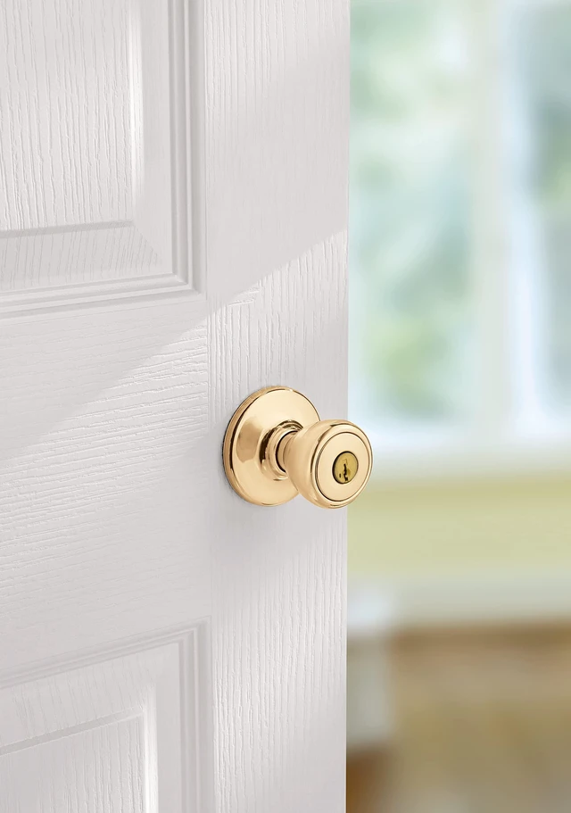Alt view image 4 of 4 - 400T-3SV1 Tylo Knob Entry Door Lock SmartKey with New Chassis with 6AL Latch and RCS Strike Bright Brass Finish
