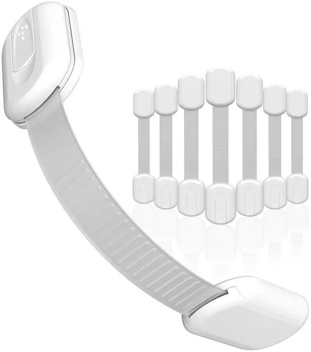 Main image of Child Safety Cabinet Locks, White, 8 Pack | ABS and TPE adhesive latches for cabinets, drawers, ovens and toilet seats; no screws or magnets needed
