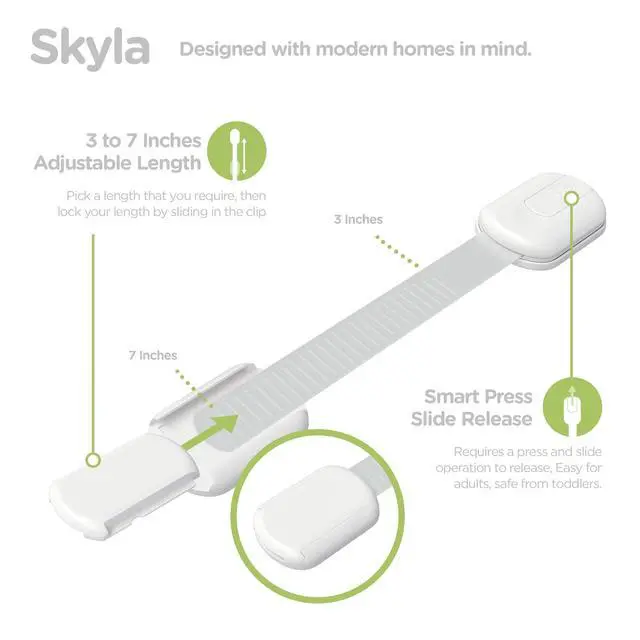 Alt view image 4 of 7 - Child Safety Cabinet Locks, White, 8 Pack | ABS and TPE adhesive latches for cabinets, drawers, ovens and toilet seats; no screws or magnets needed