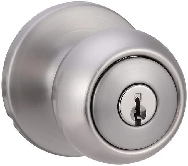 Main image of Exterior Door Knob With Lock, Coastal, Easy to Install, 2 Keys, Satin Nickel