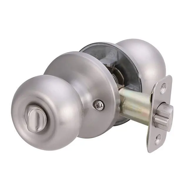 Alt view image 2 of 6 - Exterior Door Knob With Lock, Coastal, Easy to Install, 2 Keys, Satin Nickel