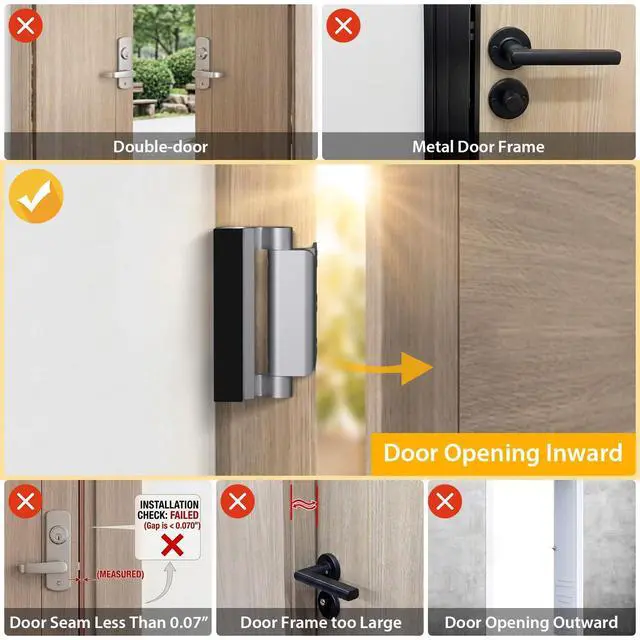 Alt view image 4 of 7 - Home Security Door Lock for Kids Safety Front Door Reinforcement Lock Latch | 2 Pack Child Proof Door Lock Withstand 800 lbs Top Flip Lock for Bedroom Apartment, Inward Swinging Door Only Silver