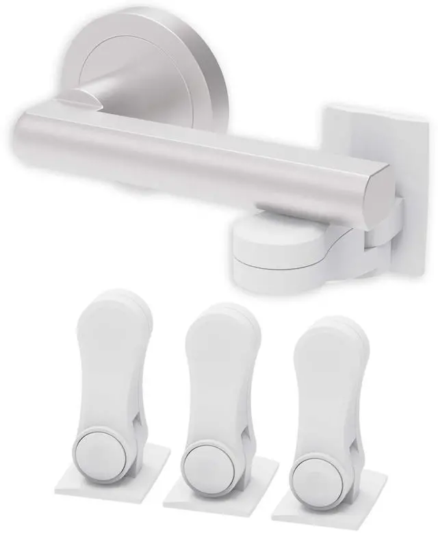 Main image of Child Proof Door Lever Lock - Door Handle Lock - 3M Adhesive - Minimalist Design - No Drilling Child Safety Door Handle Locks (3 Pack)