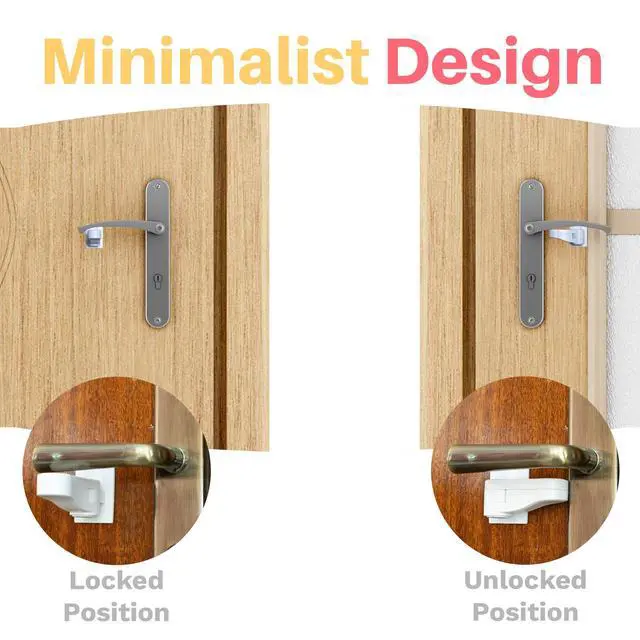 Alt view image 2 of 5 - Child Proof Door Lever Lock - Door Handle Lock - 3M Adhesive - Minimalist Design - No Drilling Child Safety Door Handle Locks (3 Pack)