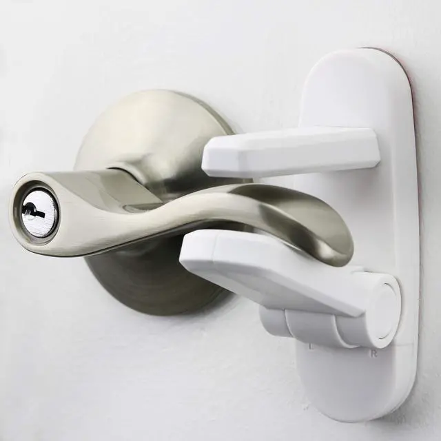 Main image of Door Lever Locks (4 Pack) - Prevents Toddlers from Opening Doors - Durable ABS with 3M Adhesive - Easy One-Hand Operation for Adults, No Tools Needed