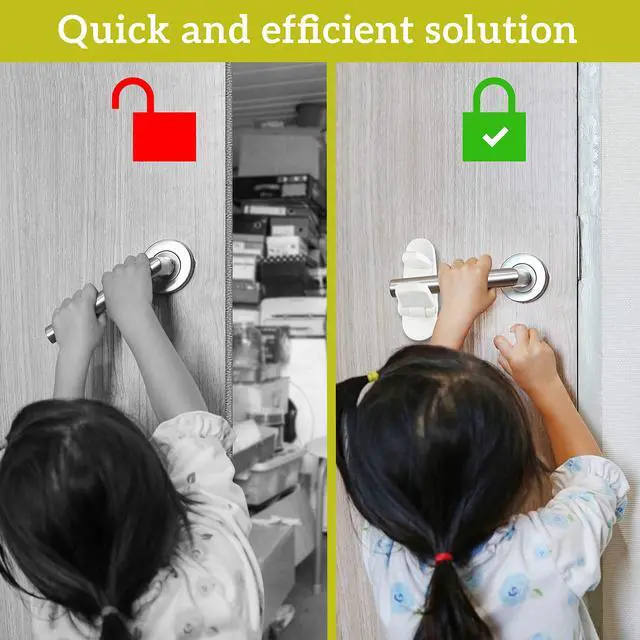Alt view image 5 of 7 - Door Lever Locks (4 Pack) - Prevents Toddlers from Opening Doors - Durable ABS with 3M Adhesive - Easy One-Hand Operation for Adults, No Tools Needed