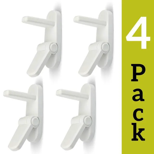 Alt view image 6 of 7 - Door Lever Locks (4 Pack) - Prevents Toddlers from Opening Doors - Durable ABS with 3M Adhesive - Easy One-Hand Operation for Adults, No Tools Needed