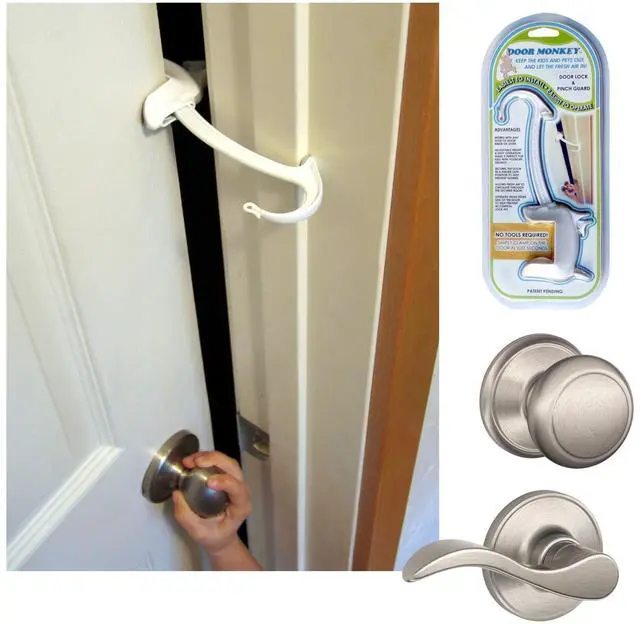 Main image of Child Proof Door Lock & Pinch Guard - For Door Knobs & Lever Handles - Easy to Install - No Tools or Tape Required - Baby Safety Door Lock For Kids - Very Portable - Great for Dogs & Cats