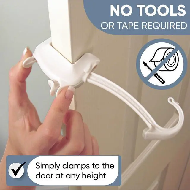 Alt view image 3 of 7 - Child Proof Door Lock & Pinch Guard - For Door Knobs & Lever Handles - Easy to Install - No Tools or Tape Required - Baby Safety Door Lock For Kids - Very Portable - Great for Dogs & Cats