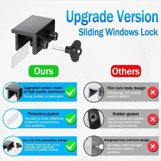 Alt view image 5 of 7 - Window Locks, 4 Pack for Horizontal & Vertical Sliding Windows | Aluminum Alloy Window Lock,Sturdy Durable. Lock or Adjust Vents to Stop Falls,Reliable Safety Protection for Home and Travel