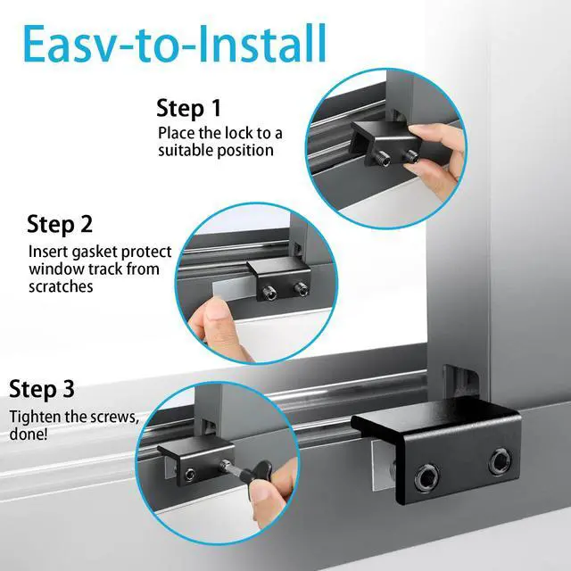 Alt view image 6 of 7 - Window Locks, 4 Pack for Horizontal & Vertical Sliding Windows | Aluminum Alloy Window Lock,Sturdy Durable. Lock or Adjust Vents to Stop Falls,Reliable Safety Protection for Home and Travel