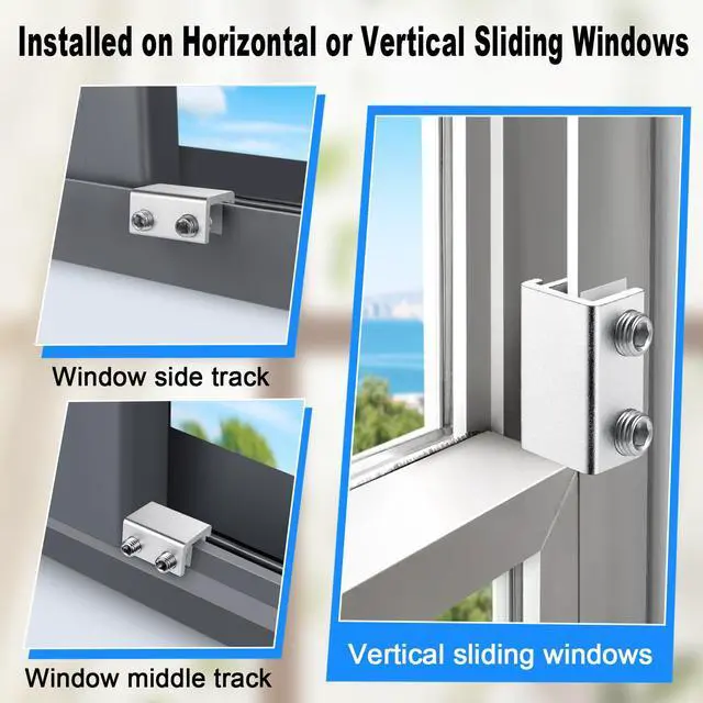 Alt view image 3 of 7 - Sliding Window Locks with Key2 Sets for Horizontal Vertica Window | Window Locks, Aluminum Stops, Sturdy Long-Lasting, Lock Closed or Ajar for Safe Ventilation Protecting Family & Pets