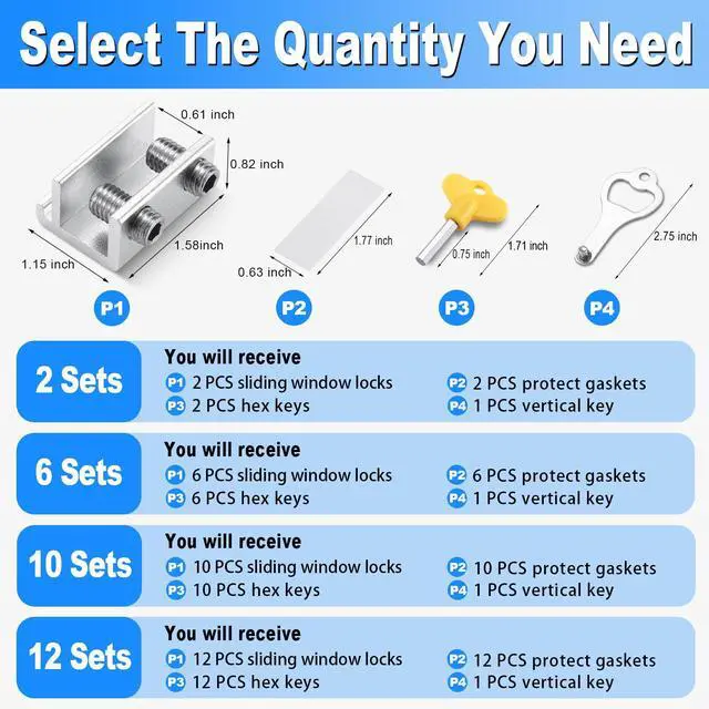 Alt view image 7 of 7 - Sliding Window Locks with Key2 Sets for Horizontal Vertica Window | Window Locks, Aluminum Stops, Sturdy Long-Lasting, Lock Closed or Ajar for Safe Ventilation Protecting Family & Pets