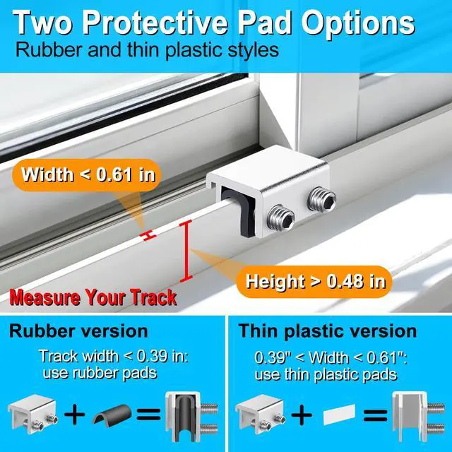 Alt view image 4 of 7 - Sliding Window Locks 4 SetsAdjustable Aluminum Stopper for Window Security | Window Stopper, Drill-Free Easy Install, Solid Long-Lasting Build for Home & Apartment Horizontal and Vertical Windows