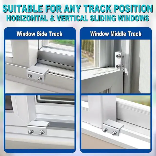 Alt view image 3 of 7 - Window Locks Security, Anti-Fall Aluminum Window Stopper (4 Sets) | Window Locks for Up and Down Windows & Horizontal Windows, Sturdy Sliding Window Locks Protect Your Family and Pets