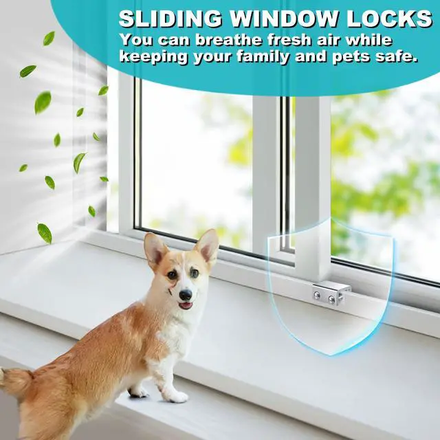 Alt view image 6 of 7 - Window Locks Security, Anti-Fall Aluminum Window Stopper (4 Sets) | Window Locks for Up and Down Windows & Horizontal Windows, Sturdy Sliding Window Locks Protect Your Family and Pets