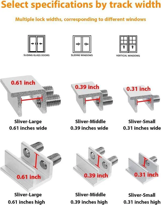 Alt view image 3 of 7 - Window Locks(4 Sets), Window Locks for Up and Down Windows,Easy to Install Vertical & Horizontal Window Security Locks,Adjustable Aluminum Window Stopper Lock(Silver)