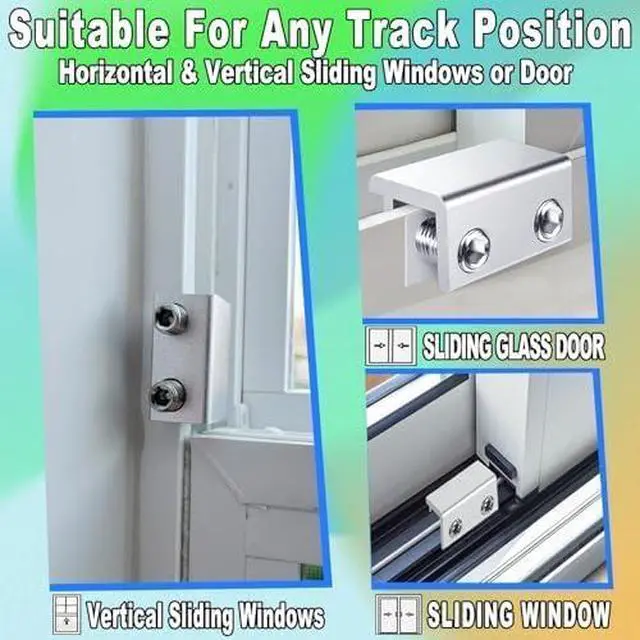Alt view image 5 of 7 - Window Locks(4 Sets), Window Locks for Up and Down Windows,Easy to Install Vertical & Horizontal Window Security Locks,Adjustable Aluminum Window Stopper Lock(Silver)
