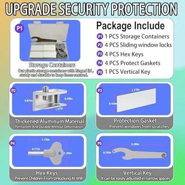 Alt view image 7 of 7 - Window Locks(4 Sets), Window Locks for Up and Down Windows,Easy to Install Vertical & Horizontal Window Security Locks,Adjustable Aluminum Window Stopper Lock(Silver)