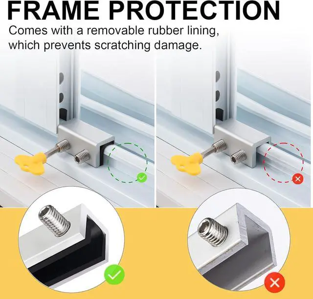 Alt view image 7 of 7 - Window Locks, 4 Sets Sliding Security Window Lock with Key for Vertical & Horizontal Sliding Windows & Sliding Doors, Adjustable Window Locks Security Window Stoppers for Patio Bedroom Home and Office