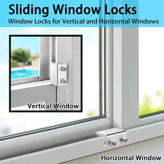 Alt view image 4 of 7 - Window Locks, 4 Pack for Horizontal & Vertical Sliding Windows | Aluminum Alloy Window Lock,Sturdy Durable. Lock or Adjust Vents to Stop Falls,Reliable Safety Protection for Home and Travel
