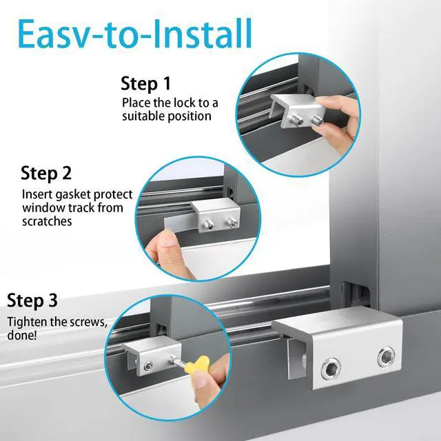 Alt view image 6 of 7 - Window Locks, 4 Pack for Horizontal & Vertical Sliding Windows | Aluminum Alloy Window Lock,Sturdy Durable. Lock or Adjust Vents to Stop Falls,Reliable Safety Protection for Home and Travel