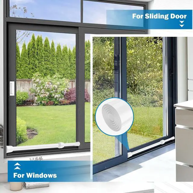 Alt view image 4 of 7 - 1Pack Window Security Bar Adjustable Sliding Lock Security Stick for Rubber Tips, Adjustable Sliding Glass Door Lock Bars 15.7''-27.5'' Tension Rods 1.2'' Diameter Window Safety Lock Bar