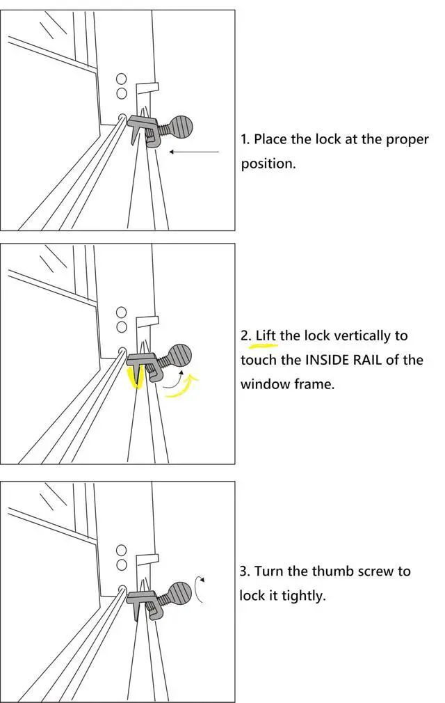 Alt view image 3 of 5 - Single Small Sliding Window Security Lock, Aluminum, Black Coated, 4 Pack, Made in Taiwan