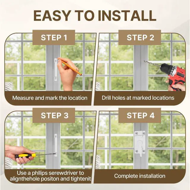 Alt view image 4 of 7 - 4 Pcs Window Locks, Replacement Window Locks, Sliding Window Sash Locks, Durable White Cam Locks for Single and Double-Hung Windows, Secure Vertical and Horizontal Sliding Window Installation
