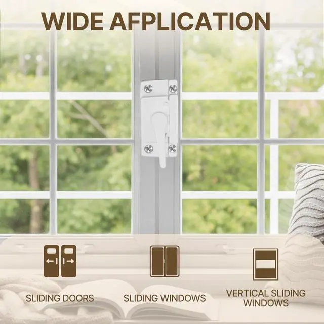 Alt view image 7 of 7 - 4 Pcs Window Locks, Replacement Window Locks, Sliding Window Sash Locks, Durable White Cam Locks for Single and Double-Hung Windows, Secure Vertical and Horizontal Sliding Window Installation