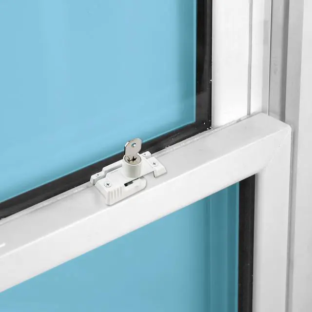 Alt view image 4 of 4 - U 9933 Keyed Child-Proof Sash Lock, 2-1/4 In. Hole Centers, Diecast Zinc, Painted White, (Single Pack)