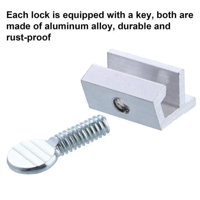 Alt view image 4 of 7 - 15 Sets Sliding Window Locks Bulk with Key for up and Down Windows | up and Down Adjustable Safety Aluminum Metal Door Vertical & Horizontal Sliding Window Lock for Home Patio Bedroom and Office