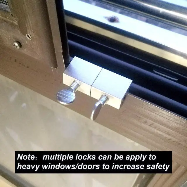 Alt view image 5 of 7 - 15 Sets Sliding Window Locks Bulk with Key for up and Down Windows | up and Down Adjustable Safety Aluminum Metal Door Vertical & Horizontal Sliding Window Lock for Home Patio Bedroom and Office