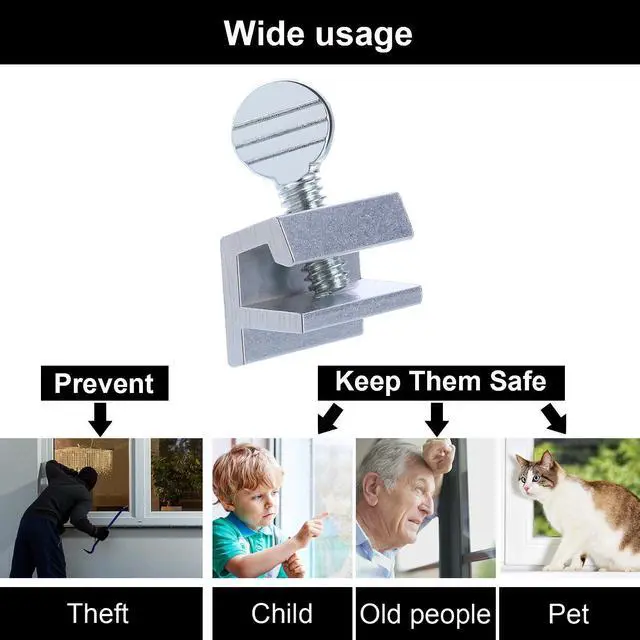 Alt view image 6 of 7 - 15 Sets Sliding Window Locks Bulk with Key for up and Down Windows | up and Down Adjustable Safety Aluminum Metal Door Vertical & Horizontal Sliding Window Lock for Home Patio Bedroom and Office