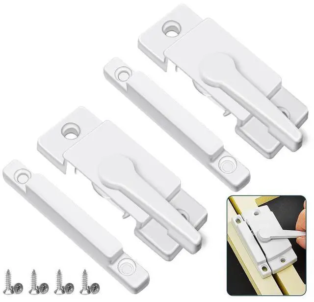 Main image of Sliding Window Sash Locks White 2 Pack Cam Sash Locks for Double Hung Window Latch Lock Security Vinyl Window Sash Lock and Keeper Replacement for Vertical and Horizontal Sliding Windows