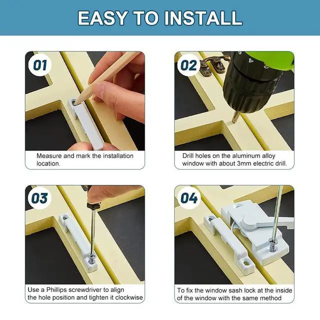 Alt view image 5 of 7 - Sliding Window Sash Locks White 2 Pack Cam Sash Locks for Double Hung Window Latch Lock Security Vinyl Window Sash Lock and Keeper Replacement for Vertical and Horizontal Sliding Windows