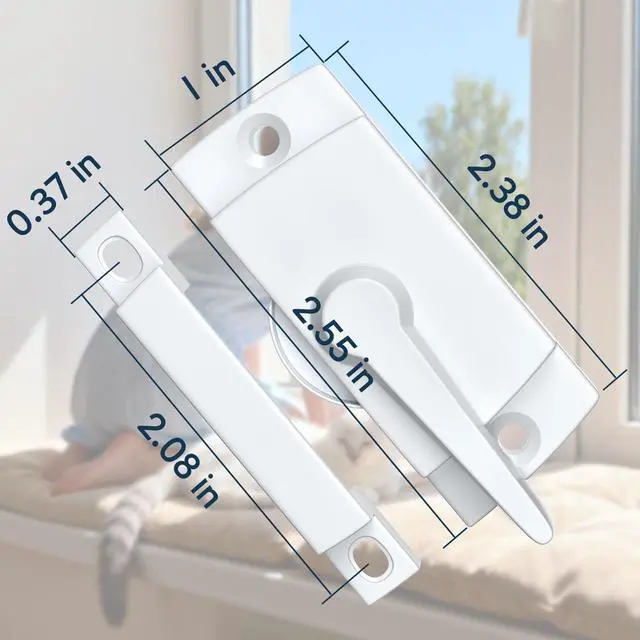 Alt view image 4 of 7 - Sliding Window Sash Locks White 2 Pack Cam Sash Locks for Double Hung Window Latch Lock Security Vinyl Window Sash Lock and Keeper Replacement for Vertical and Horizontal Sliding Windows