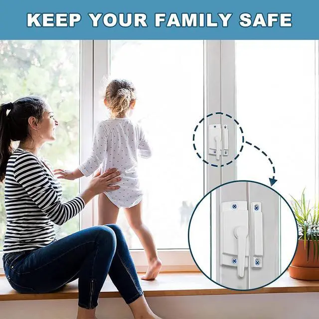 Alt view image 6 of 7 - Sliding Window Sash Locks White 2 Pack Cam Sash Locks for Double Hung Window Latch Lock Security Vinyl Window Sash Lock and Keeper Replacement for Vertical and Horizontal Sliding Windows