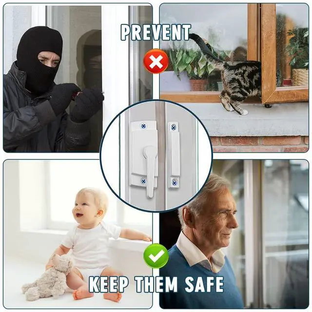 Alt view image 7 of 7 - Sliding Window Sash Locks White 2 Pack Cam Sash Locks for Double Hung Window Latch Lock Security Vinyl Window Sash Lock and Keeper Replacement for Vertical and Horizontal Sliding Windows