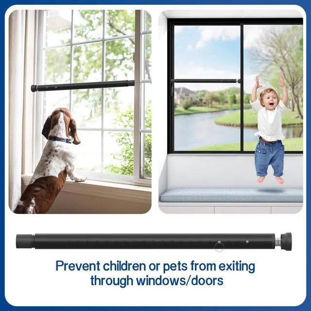 Alt view image 4 of 7 - Sliding Door Security Bar,Window Inside Security Bar,17-50 Inch Adjustable Patio Glass Door/Window Lock Bar for Burglar Prevention/Child Safety,Window Stopper for Sliding/Vertical Windows - Black-1Pcs