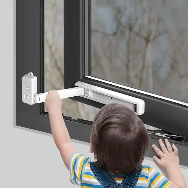 Main image of Window Lock Children Protection Window Restrictor Child Safety Window Stopper Falling Prevention Locks Limiter Easy to Install and Use Adhesive no Tools Need or Drill(1 Pack,White)