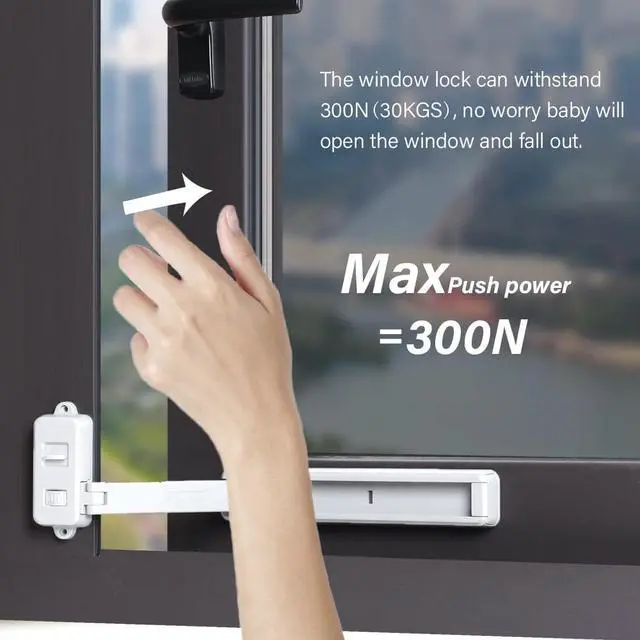 Alt view image 5 of 7 - Window Lock Children Protection Window Restrictor Child Safety Window Stopper Falling Prevention Locks Limiter Easy to Install and Use Adhesive no Tools Need or Drill(1 Pack,White)