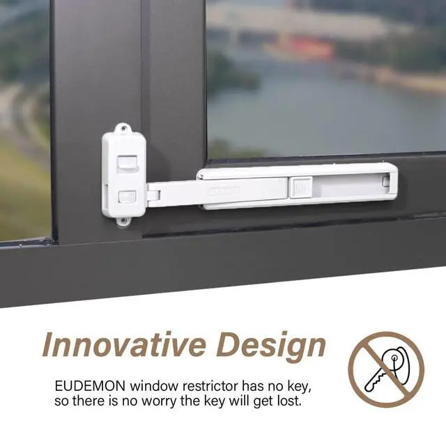 Alt view image 6 of 7 - Window Lock Children Protection Window Restrictor Child Safety Window Stopper Falling Prevention Locks Limiter Easy to Install and Use Adhesive no Tools Need or Drill(1 Pack,White)