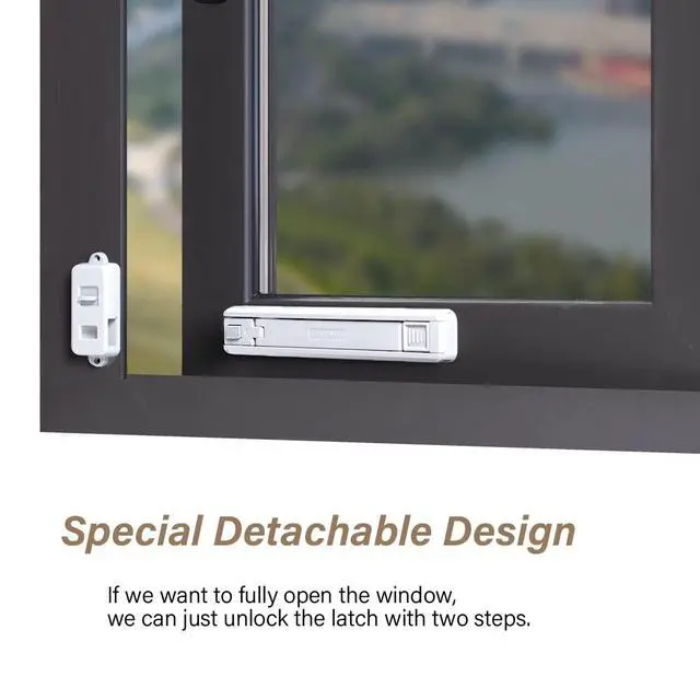 Alt view image 7 of 7 - Window Lock Children Protection Window Restrictor Child Safety Window Stopper Falling Prevention Locks Limiter Easy to Install and Use Adhesive no Tools Need or Drill(1 Pack,White)