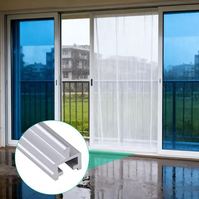 Alt view image 5 of 7 - 8 FT Aluminum Sliding Screen Door Track, Bottom Track Replacement for Patio Screen Door Repair, 4FT X 2