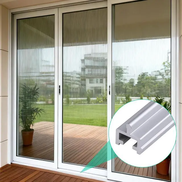 Alt view image 7 of 7 - 8 FT Aluminum Sliding Screen Door Track, Bottom Track Replacement for Patio Screen Door Repair, 4FT X 2