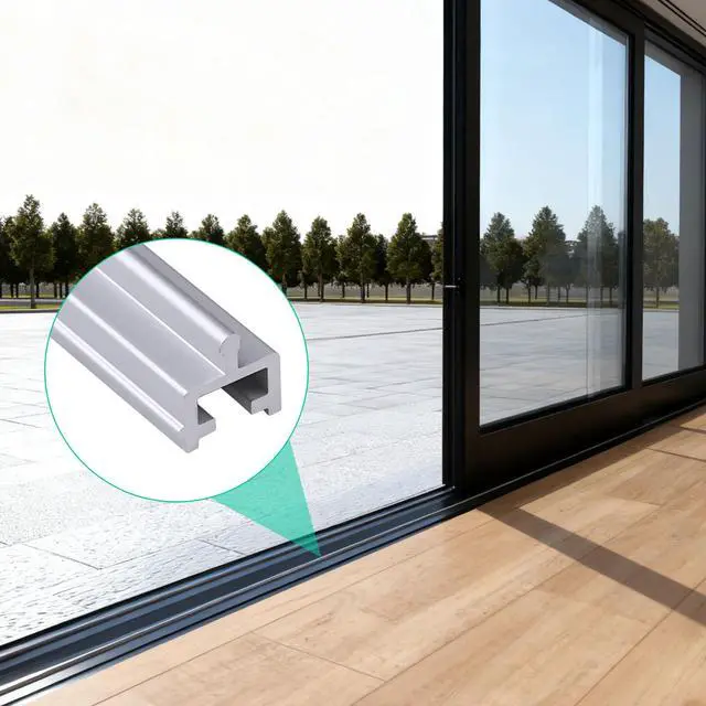 Alt view image 6 of 7 - 8 FT Aluminum Sliding Screen Door Track, Bottom Track Replacement for Patio Screen Door Repair, 4FT X 2