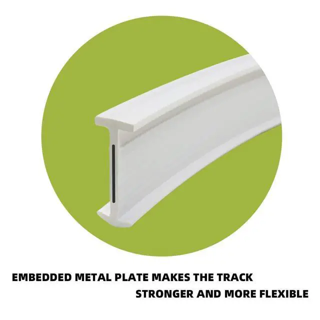 Alt view image 2 of 6 - Flexible Ceiling Curtain Track, Ceiling Mounted Sliding Rail Set | Custom Curved Shape, 8 ft White Rail, Ideal for Window, Room Divider or RV